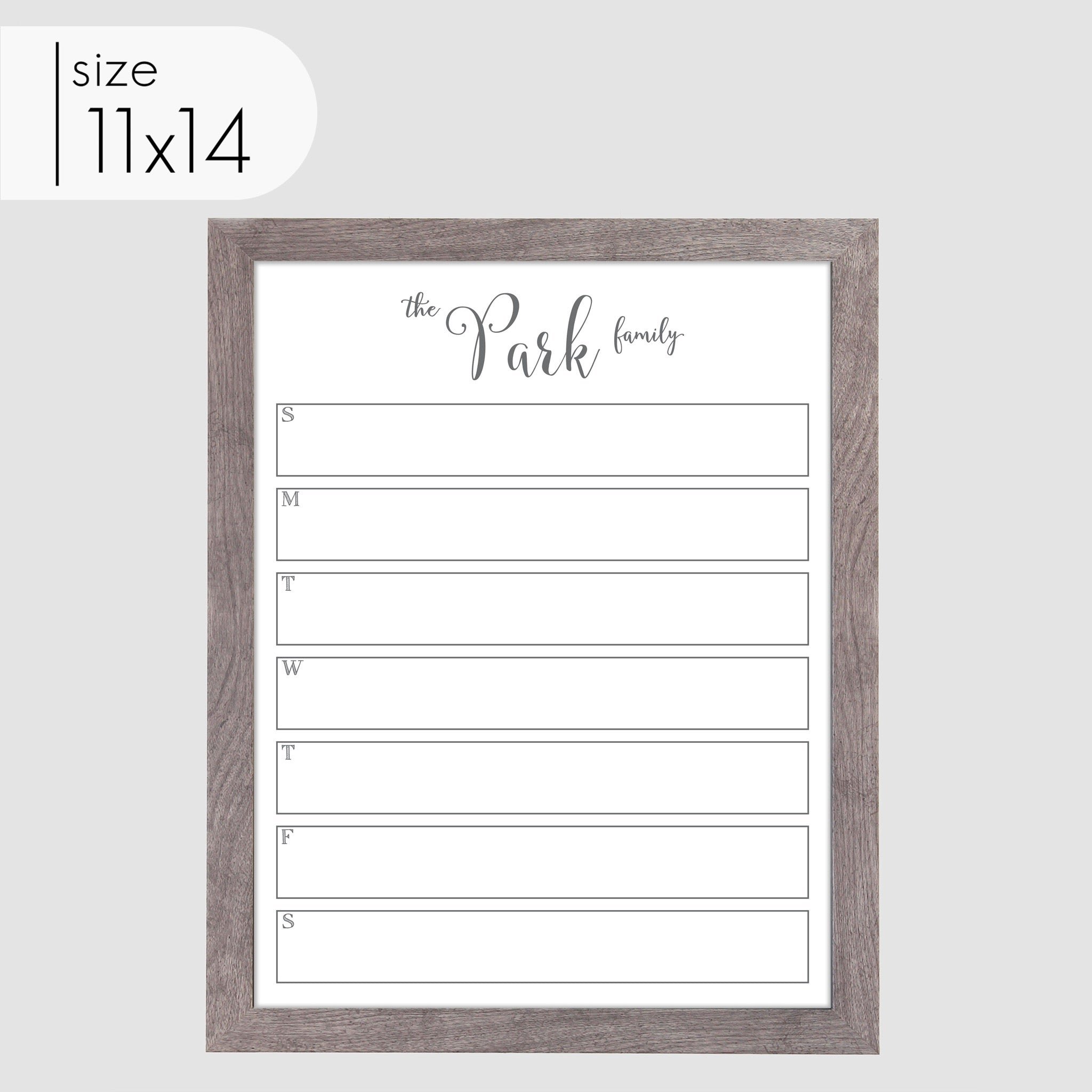 Weekly Framed Whiteboard Calendar | Vertical Knope
