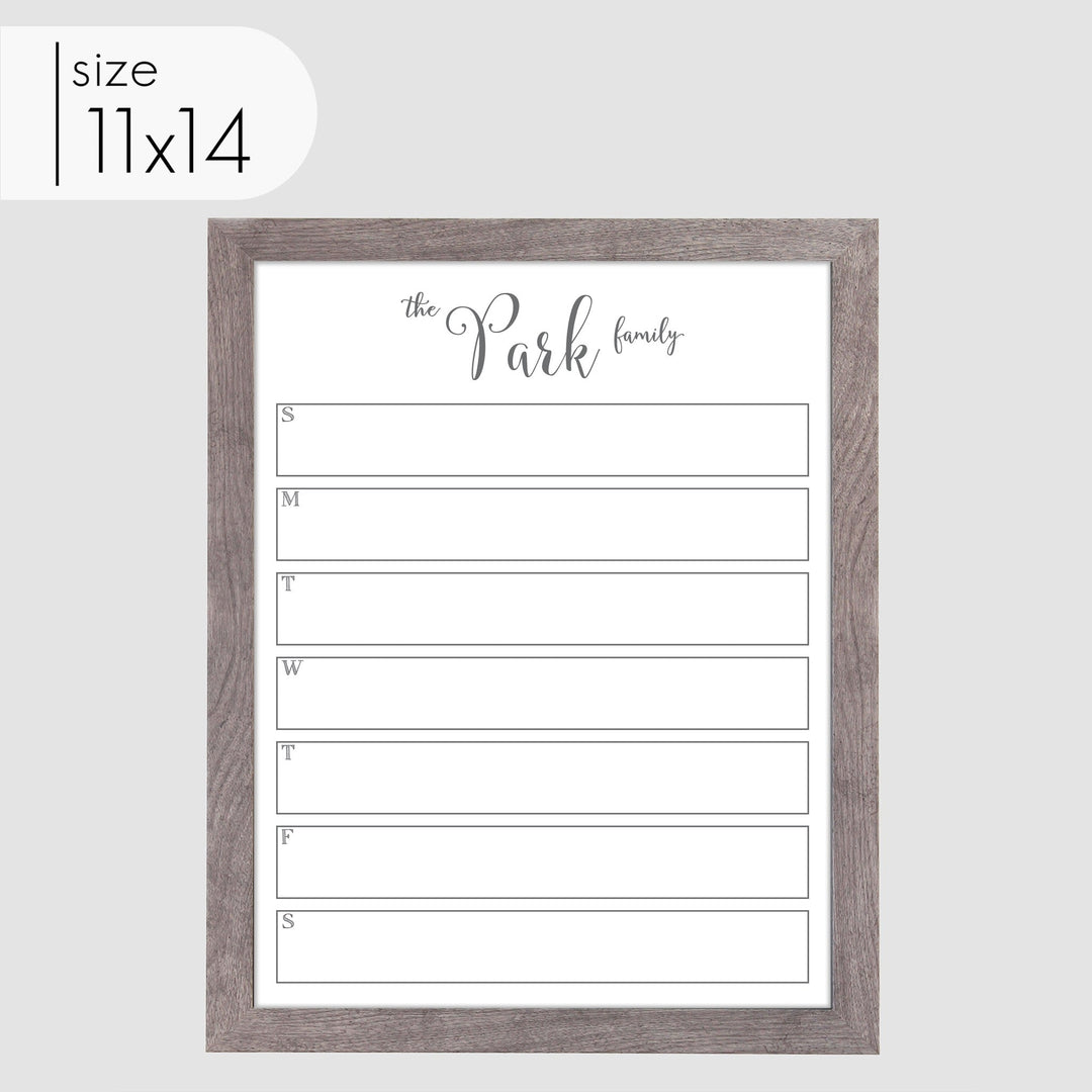 Weekly Framed Whiteboard Calendar | Vertical Knope