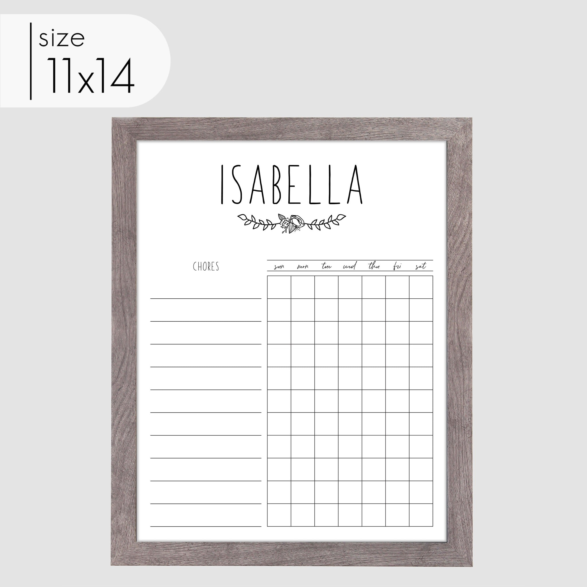 1 Person Framed Whiteboard Chore Chart  | Vertical Lucy