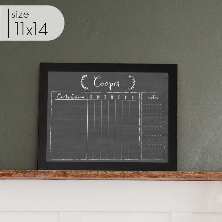 1 Person Framed Chalkboard Chore Chart | Horizontal Eagleton