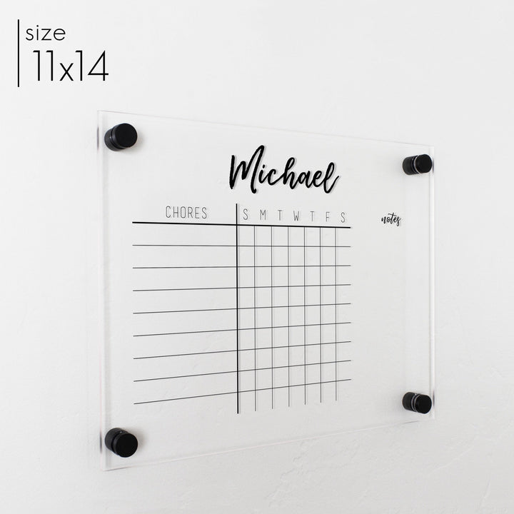 1 Person Acrylic Chore Chart | Horizontal Traeger