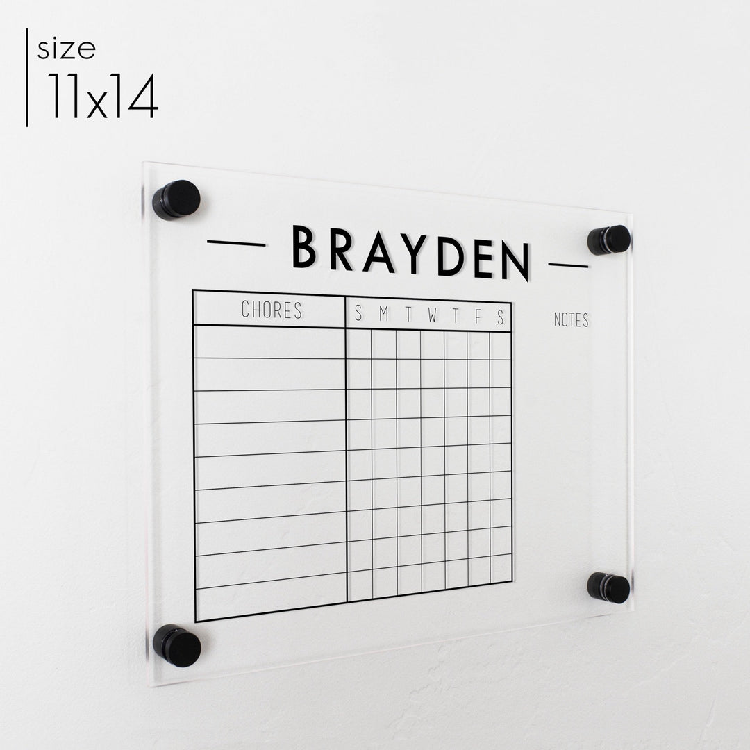 1 Person Acrylic Chore Chart | Horizontal Craig