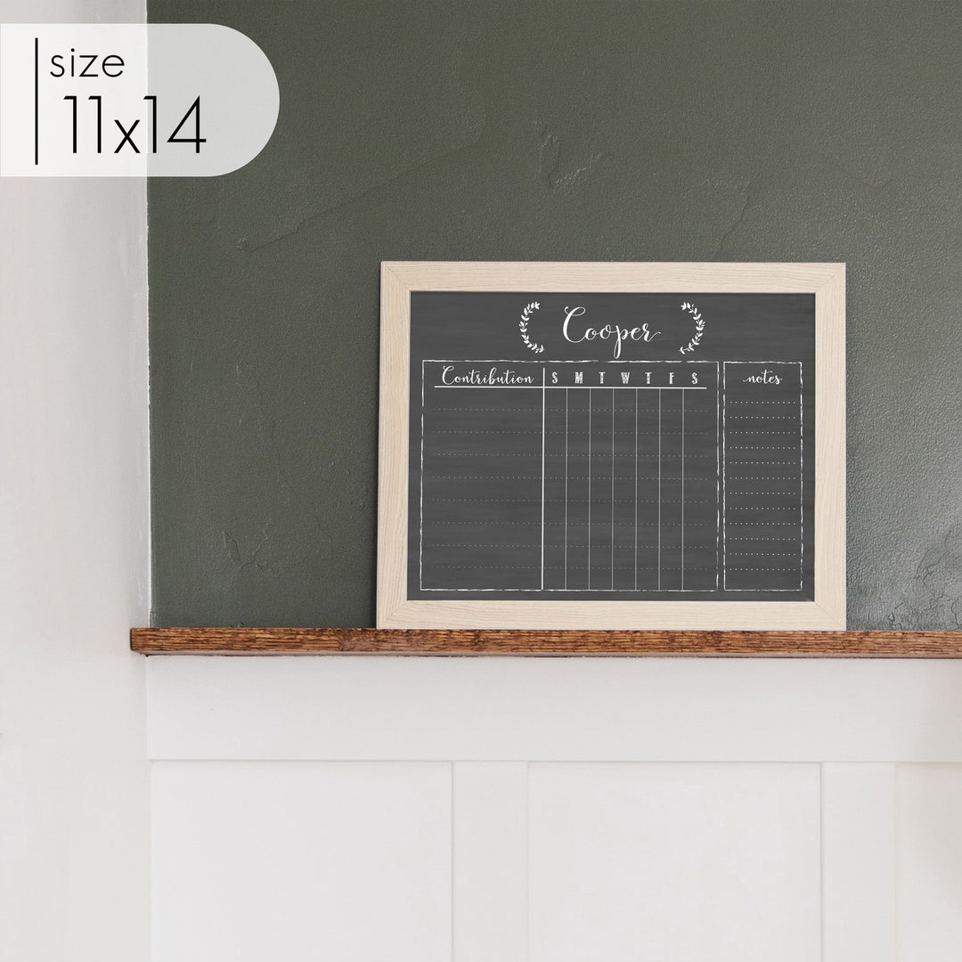 1 Person Framed Chalkboard Chore Chart | Horizontal Eagleton