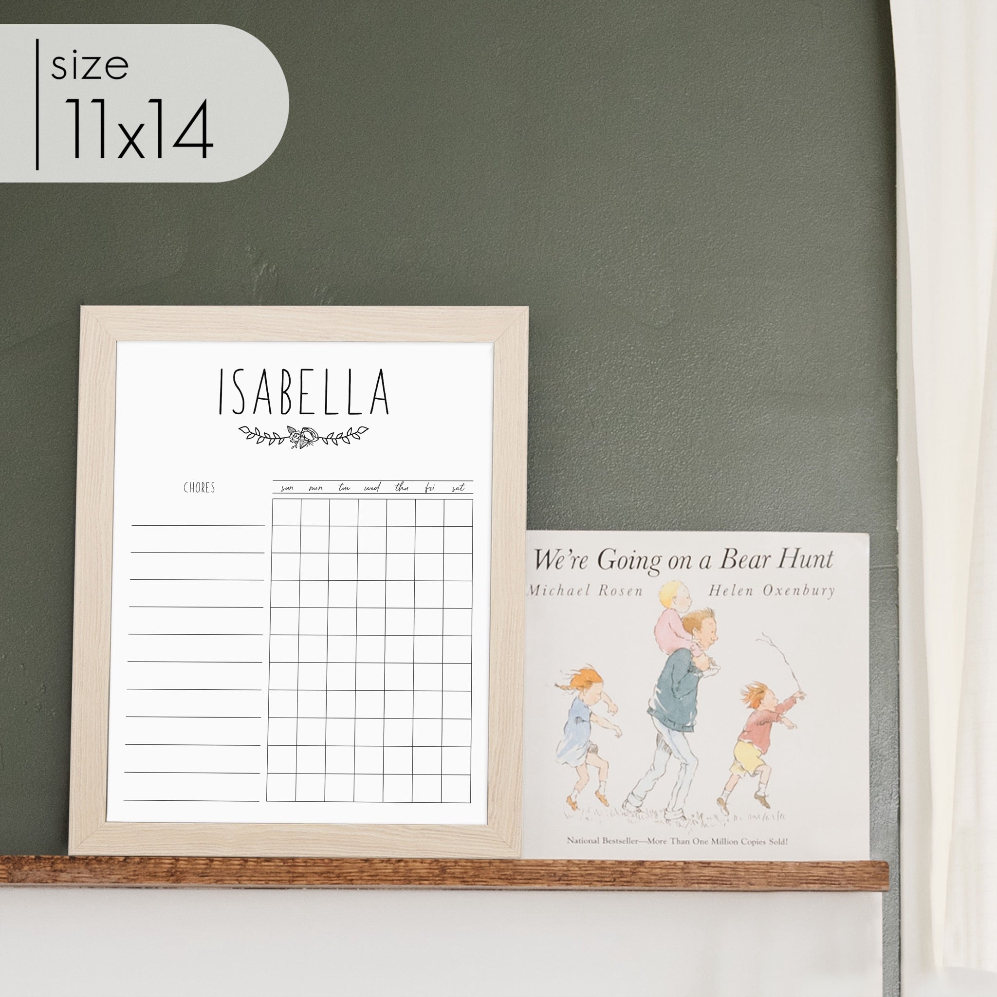 1 Person Framed Whiteboard Chore Chart  | Vertical Lucy