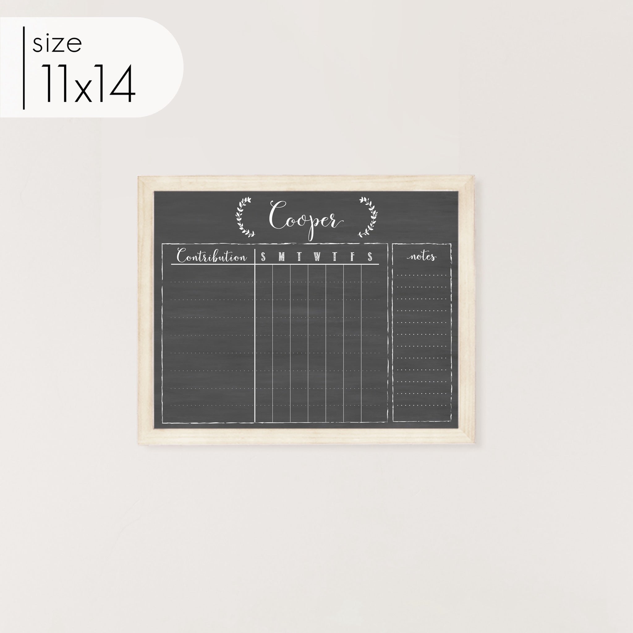 1 Person Framed Chalkboard Chore Chart | Horizontal Eagleton