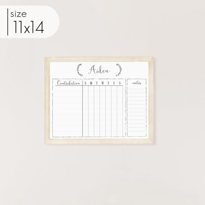 1 Person Framed Whiteboard Chore Chart | Horizontal Eagleton
