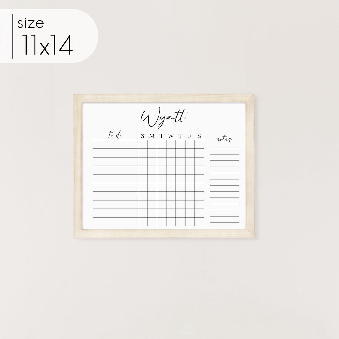 1 Person Framed Whiteboard Chore Chart | Horizontal Pennington