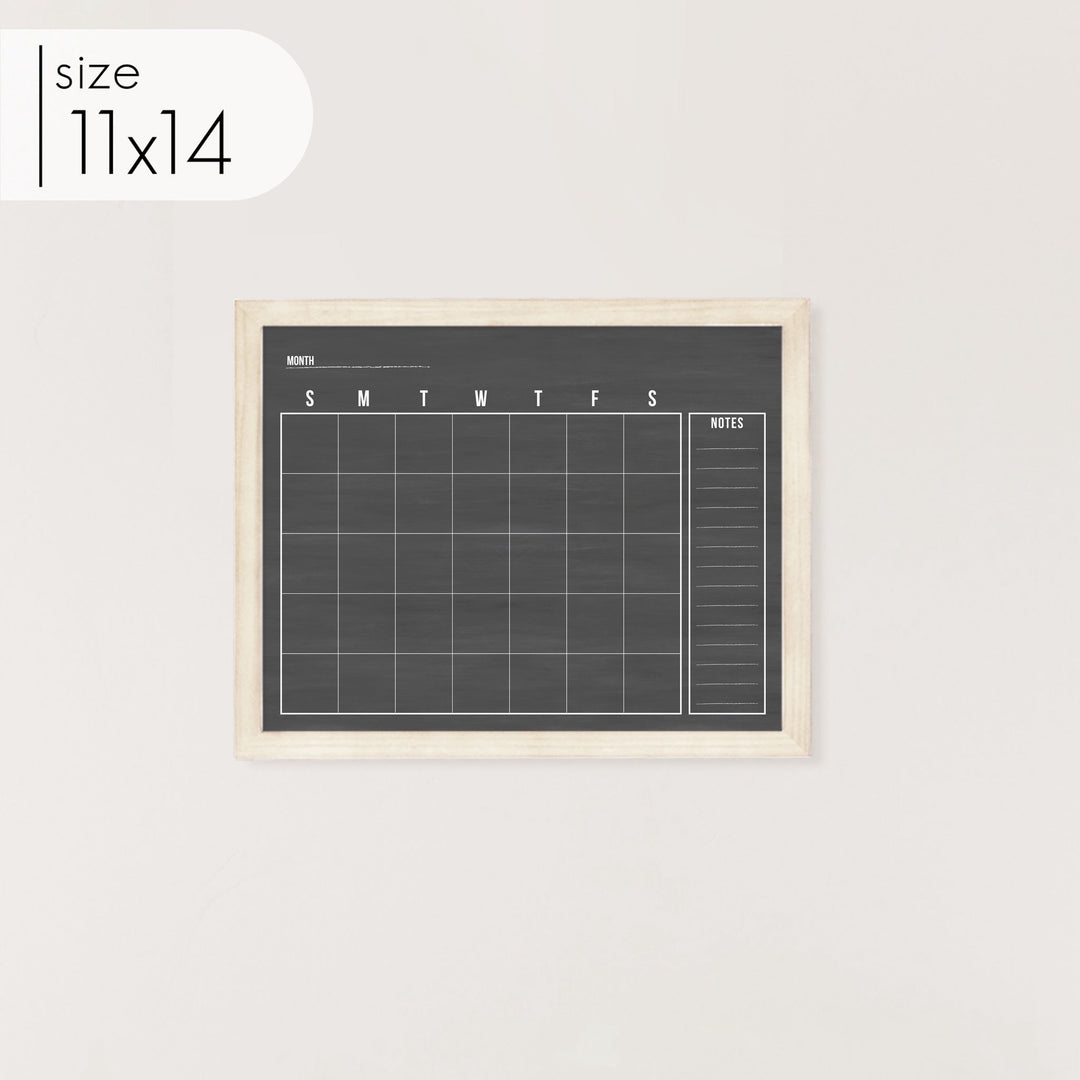 Monthly Framed Chalkboard Calendar + 1 section | Horizontal Dwyer