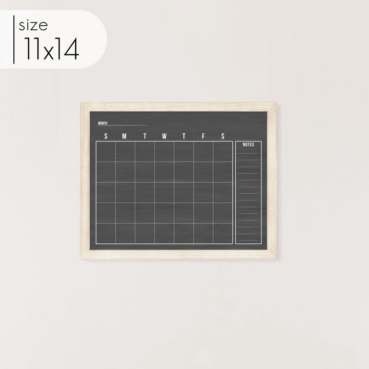 Monthly Framed Chalkboard Calendar + 1 section | Horizontal Dwyer