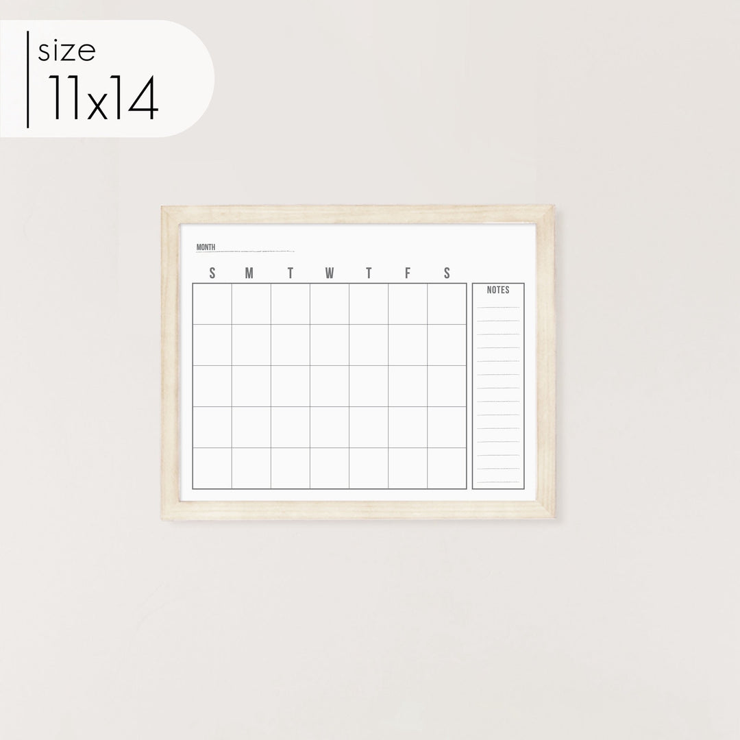 Monthly Framed Whiteboard Calendar + 1 section | Horizontal Dwyer