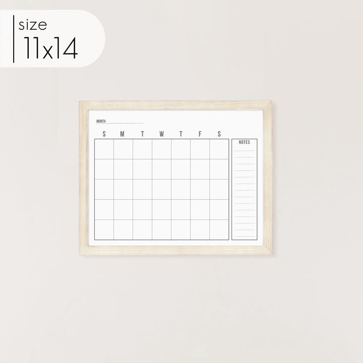 Monthly Framed Whiteboard Calendar + 1 section | Horizontal Dwyer
