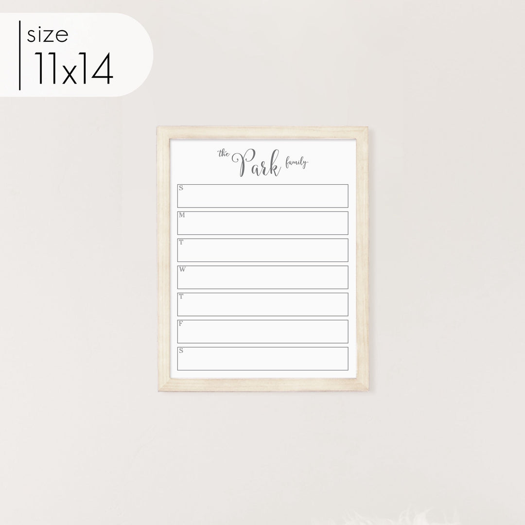 Weekly Framed Whiteboard Calendar | Vertical Knope