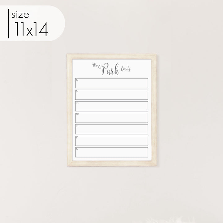 Weekly Framed Whiteboard Calendar | Vertical Knope