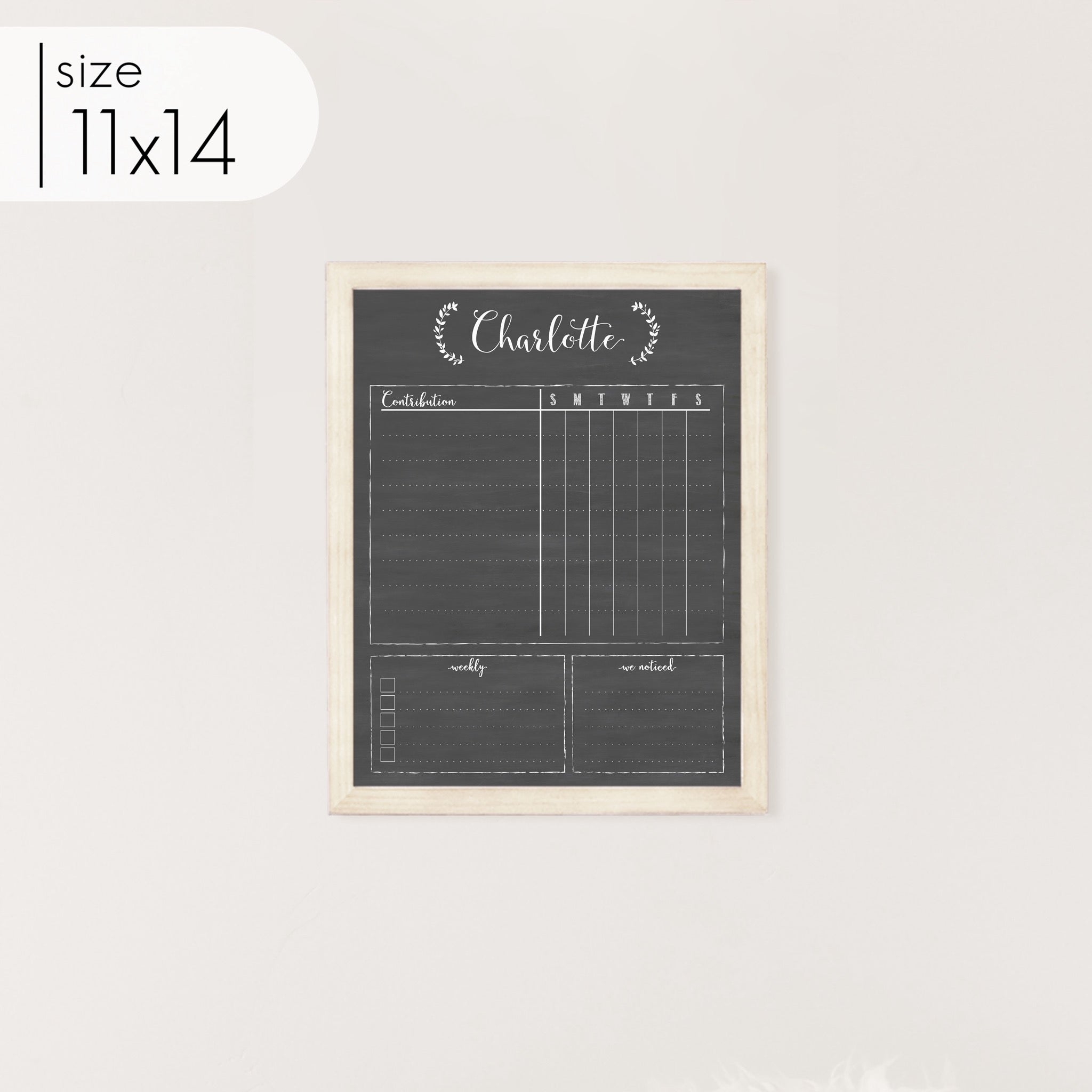 1 Person Framed Chalkboard Chore Chart  | Vertical Eagleton