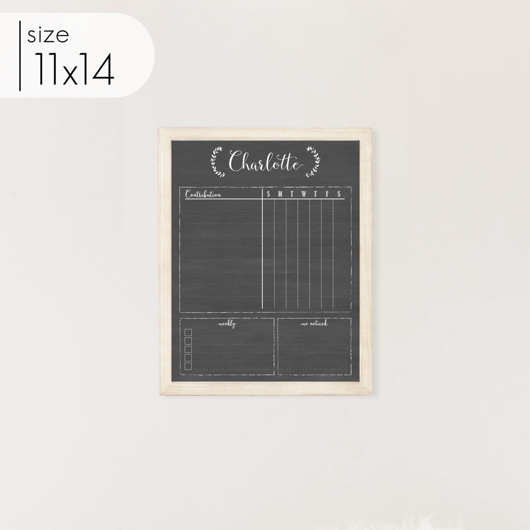 1 Person Framed Chalkboard Chore Chart  | Vertical Eagleton