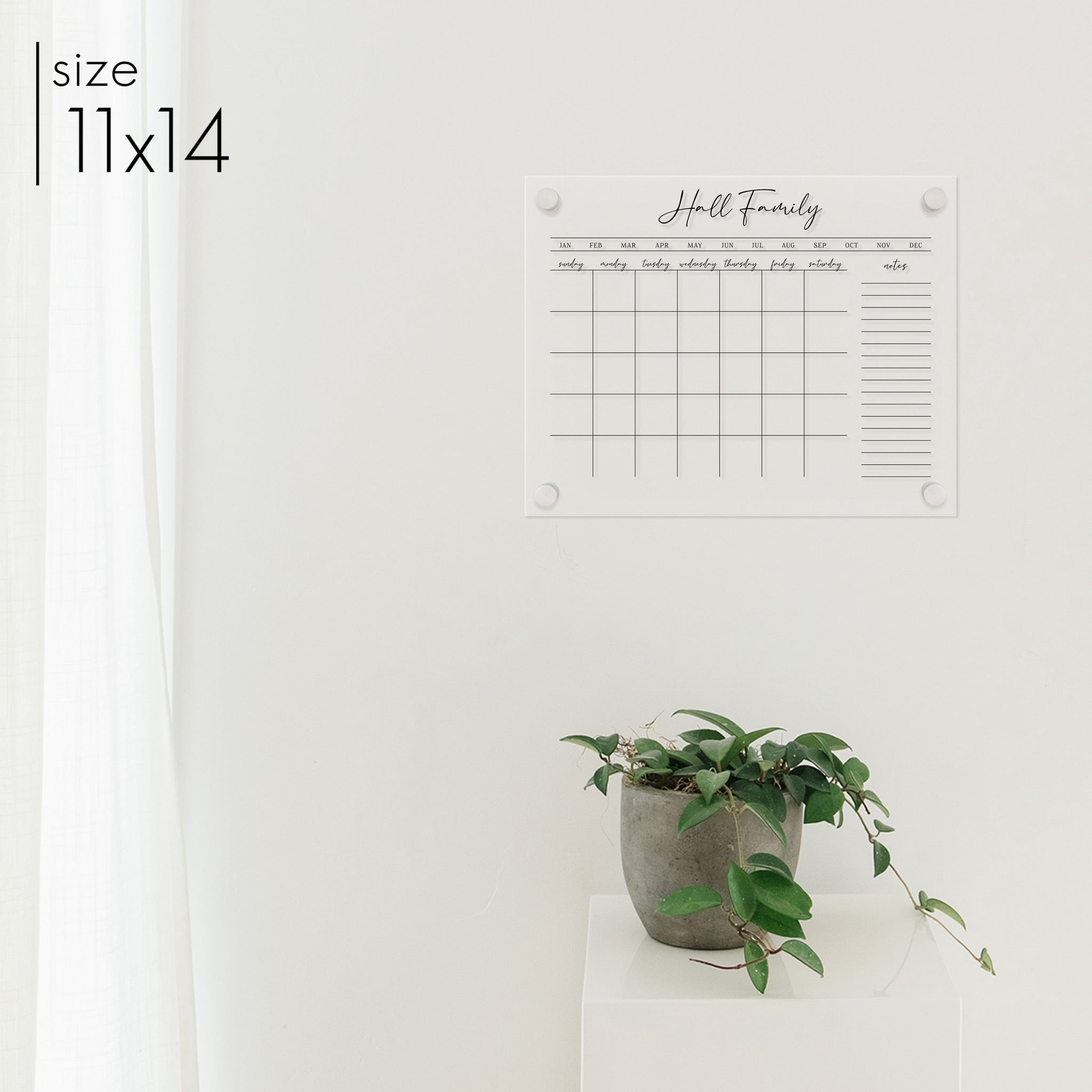 Monthly Acrylic Calendar + 1 Section | Horizontal Pennington