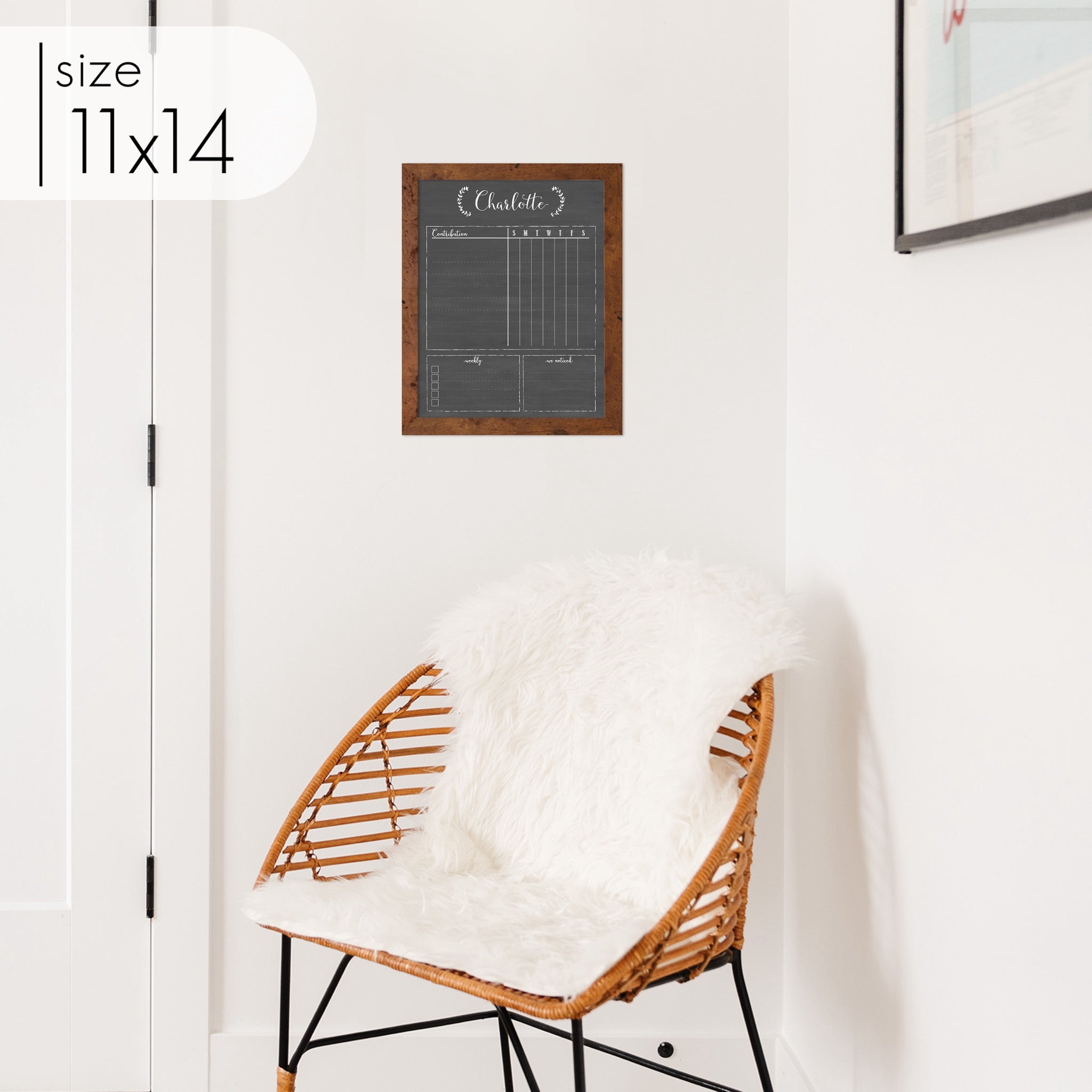 1 Person Framed Chalkboard Chore Chart  | Vertical Eagleton