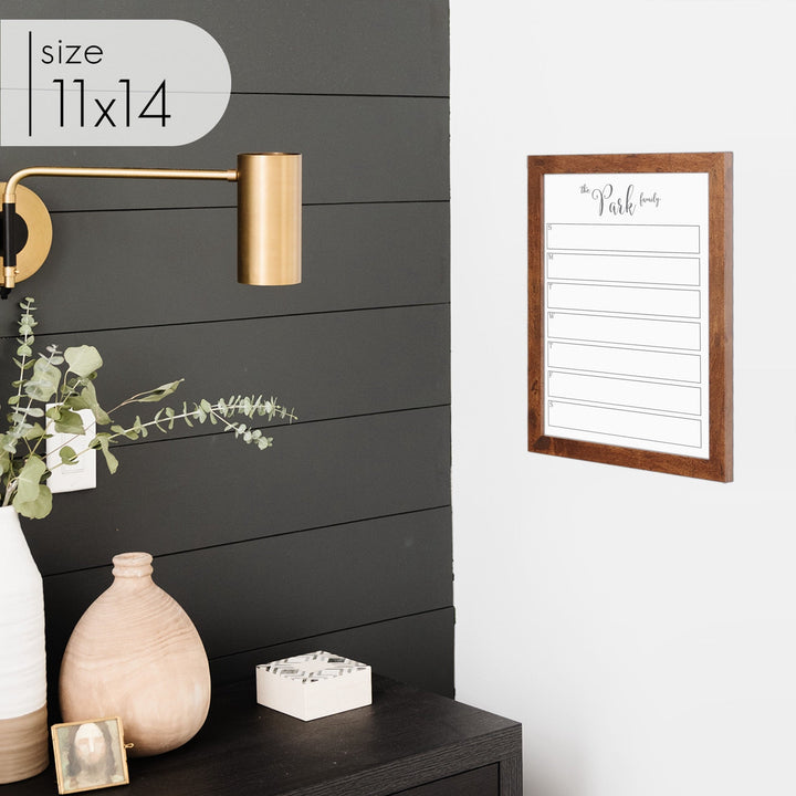 Weekly Framed Whiteboard Calendar | Vertical Knope