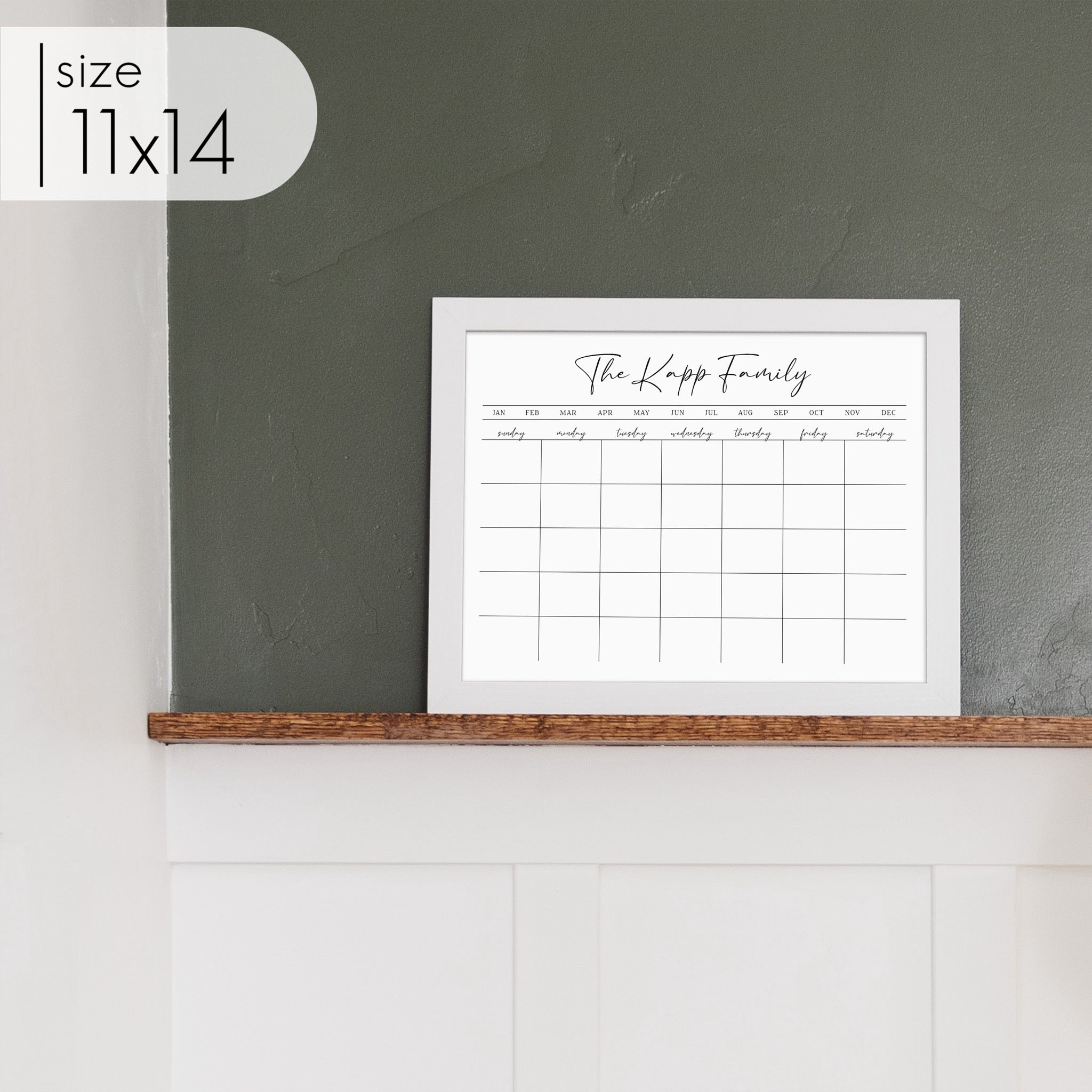 Monthly Framed Whiteboard Calendar | Horizontal Pennington
