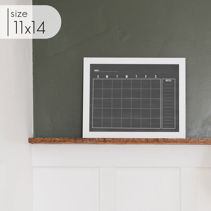Monthly Framed Chalkboard Calendar + 1 section | Horizontal Dwyer