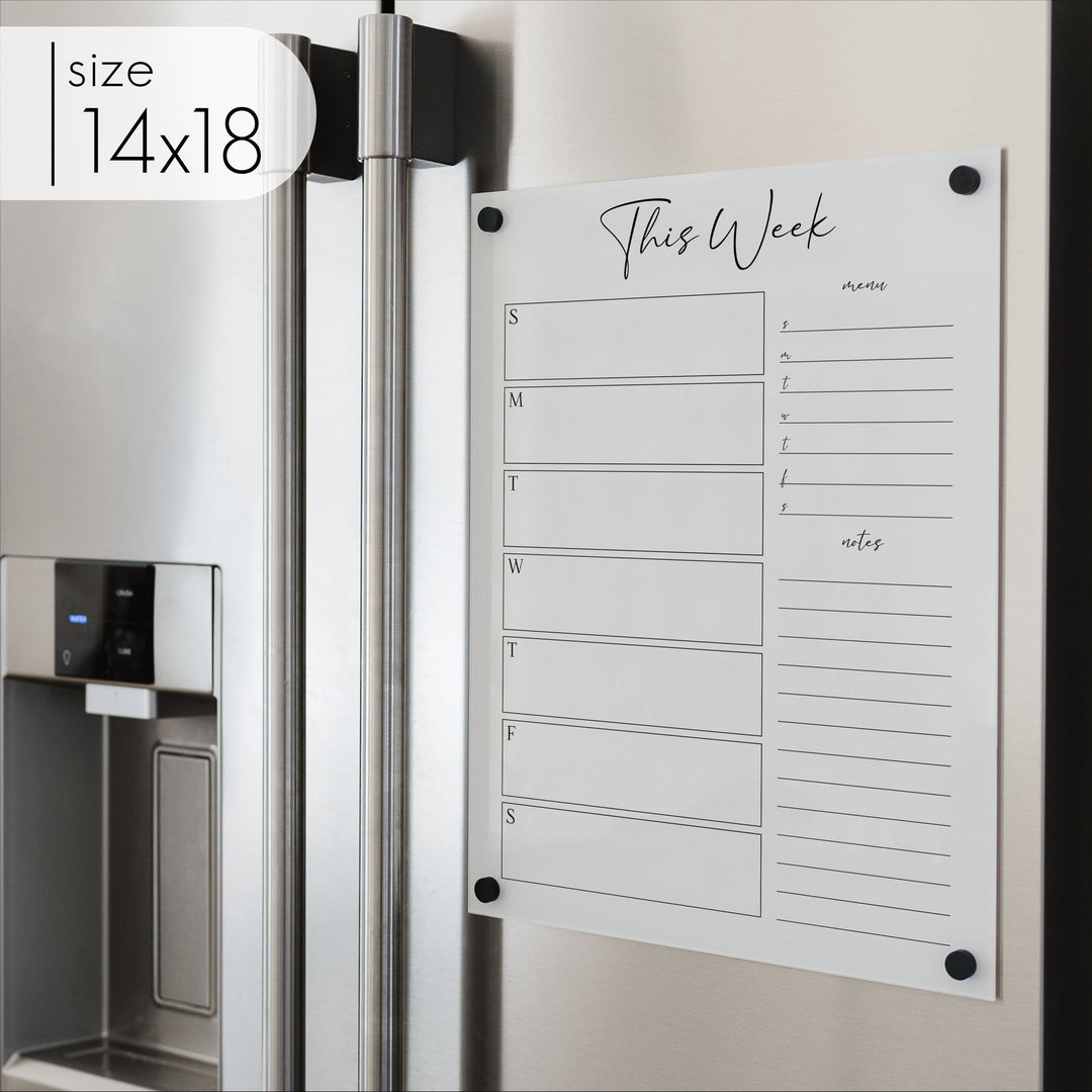 Weekly Acrylic White Fridge Calendar + 2 Sections | Vertical Pennington