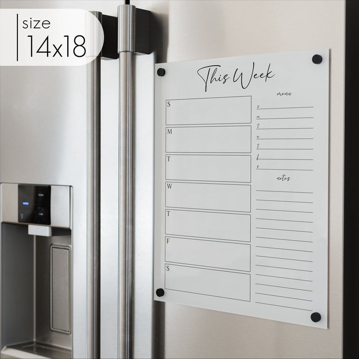 Weekly Acrylic White Fridge Calendar + 2 Sections | Vertical Pennington