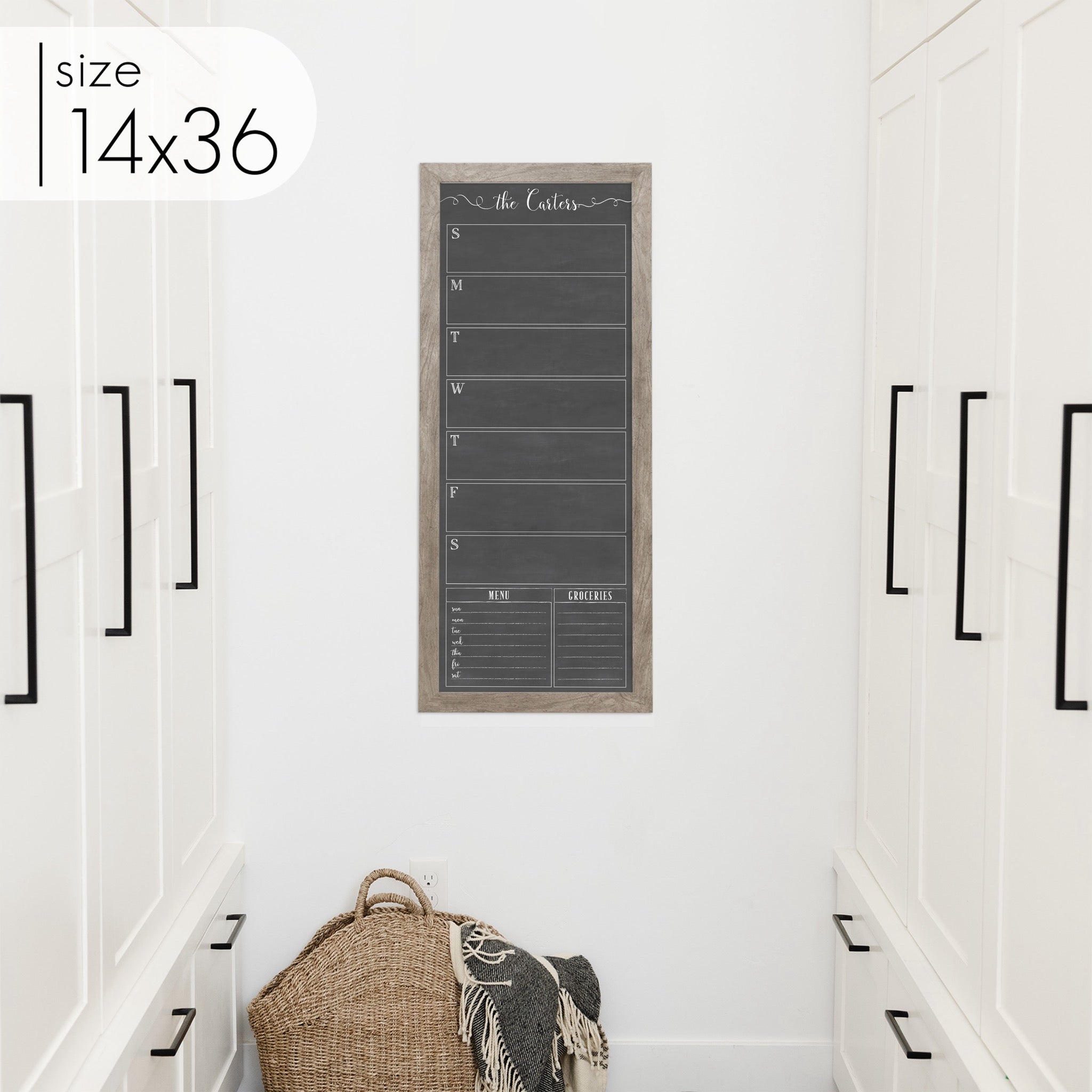Slim Weekly Framed Chalkboard + 2 sections | Vertical Knope