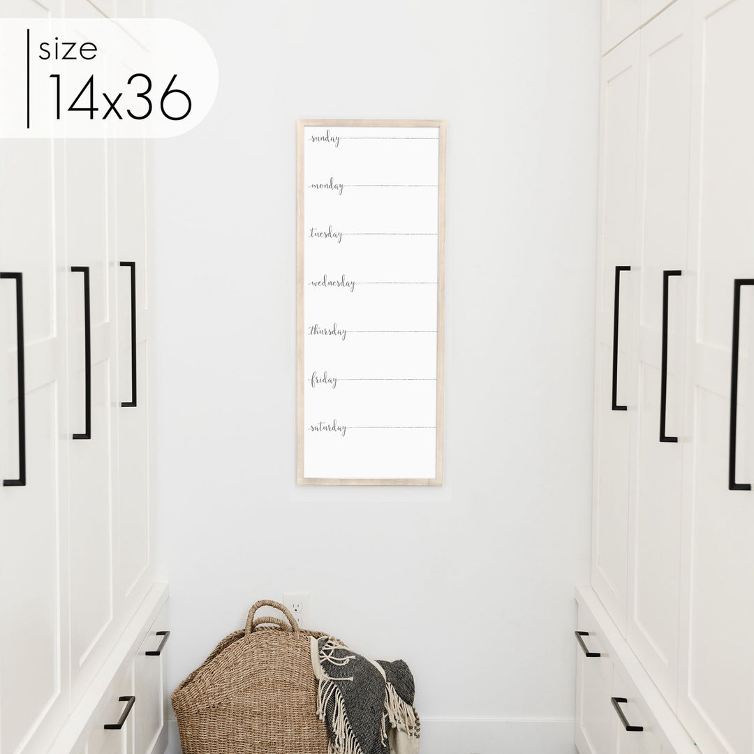 Slim Weekly Framed Whiteboard | Vertical Knope