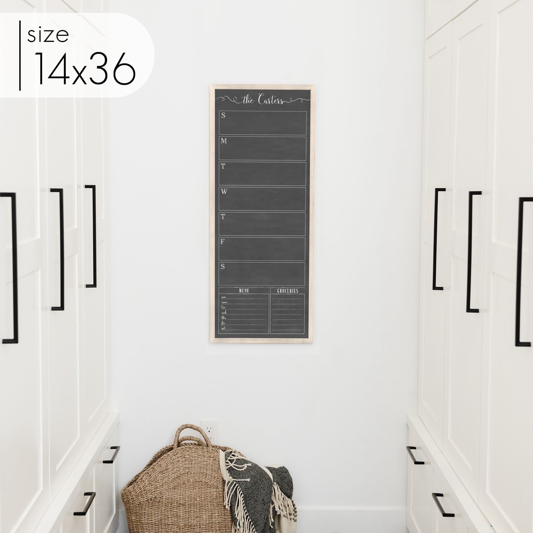 Slim Weekly Framed Chalkboard + 2 sections | Vertical Knope