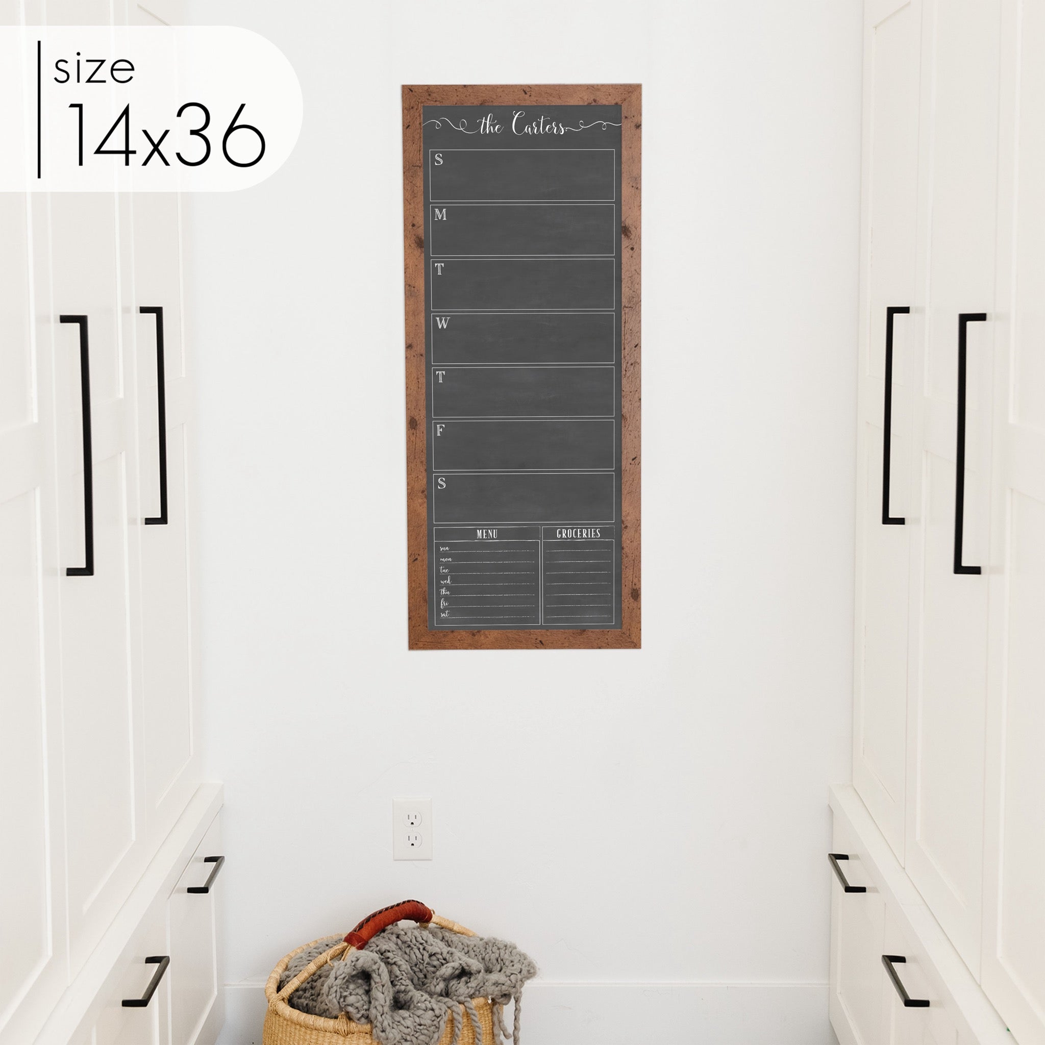 Slim Weekly Framed Chalkboard + 2 sections | Vertical Knope