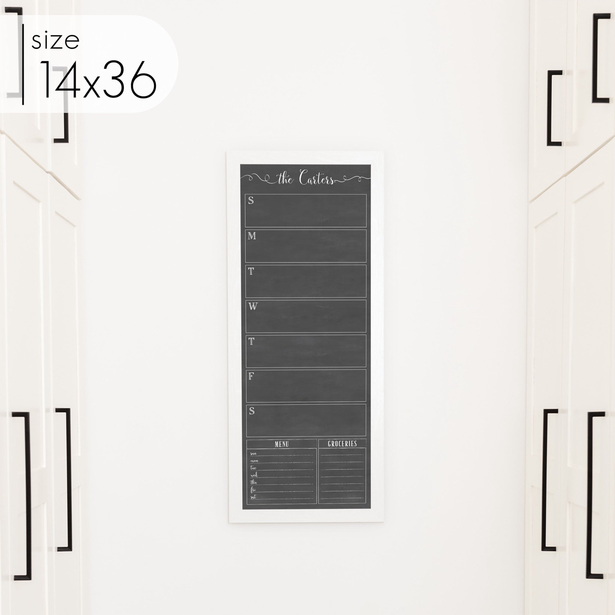 Slim Weekly Framed Chalkboard + 2 sections | Vertical Knope