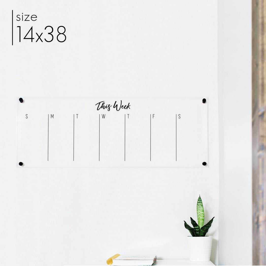 Slim Weekly Acrylic Calendar | Horizontal Traeger