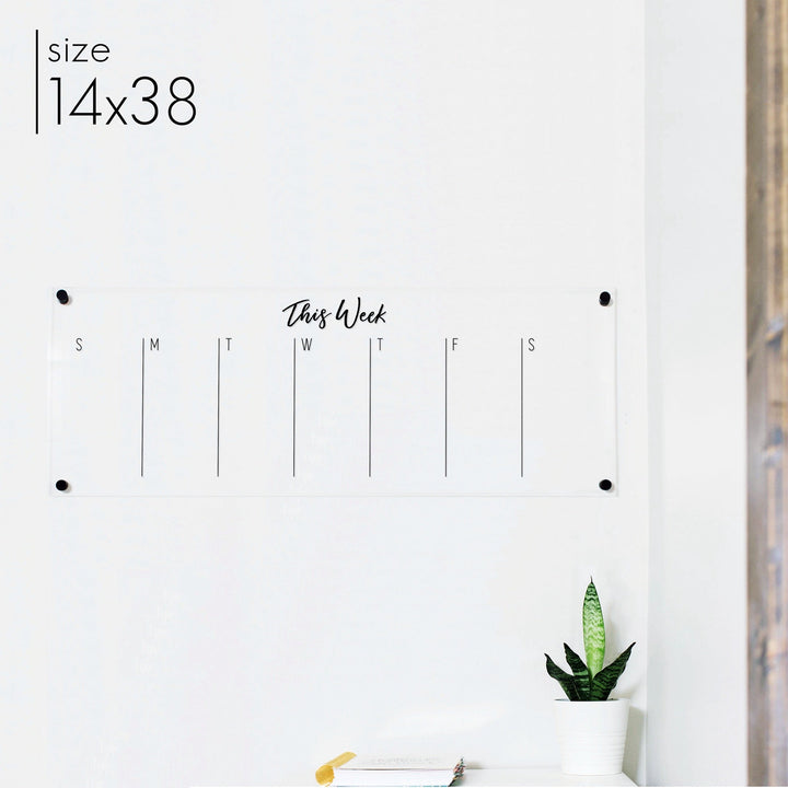 Slim Weekly Acrylic Calendar | Horizontal Traeger