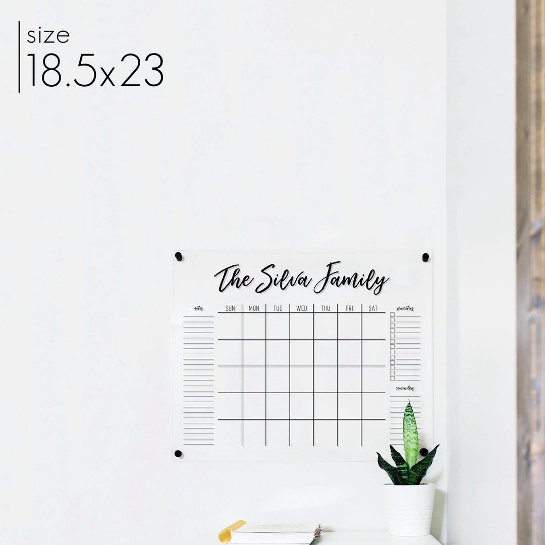 Monthly Acrylic Calendar + 3 Sections | Horizontal Traeger