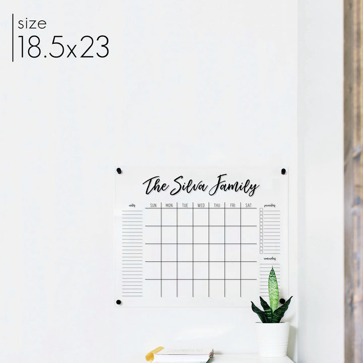 Monthly Acrylic Calendar + 3 Sections | Horizontal Traeger