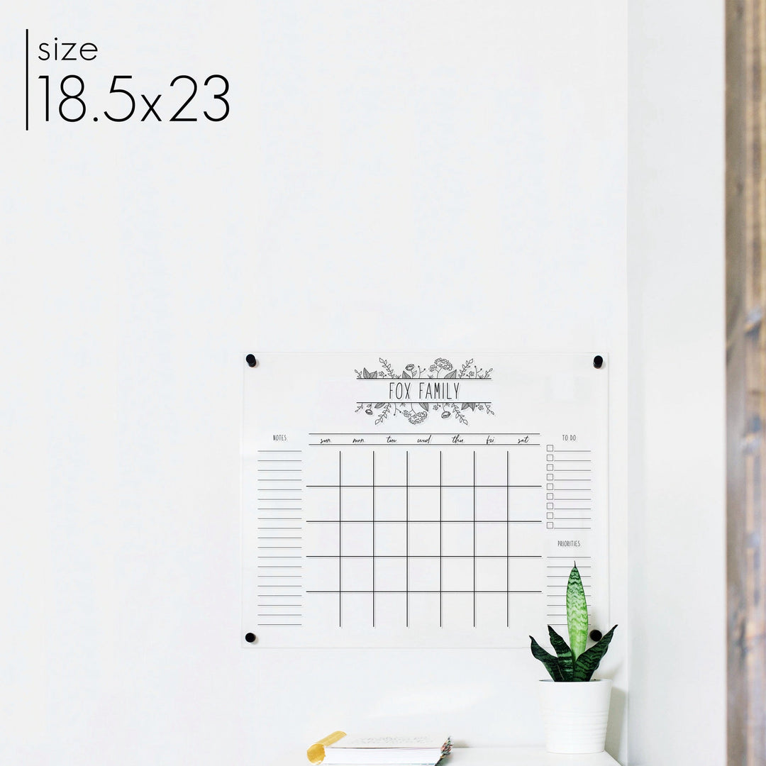 Monthly Acrylic Calendar + 3 Sections | Horizontal Lucy