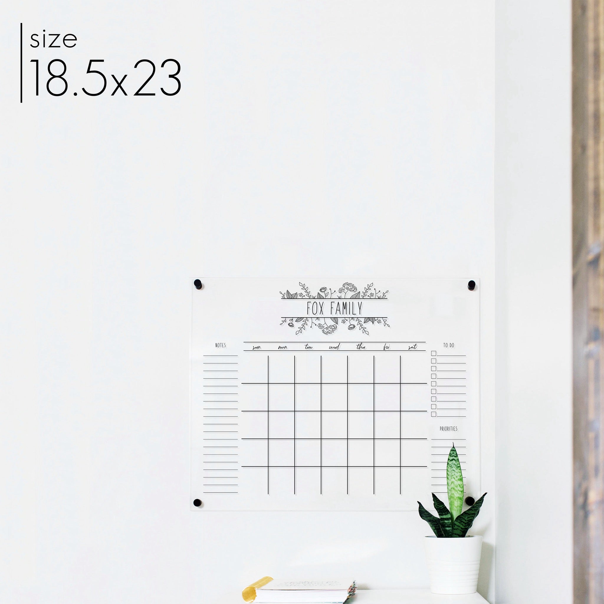 Monthly Acrylic Calendar + 3 Sections | Horizontal Lucy