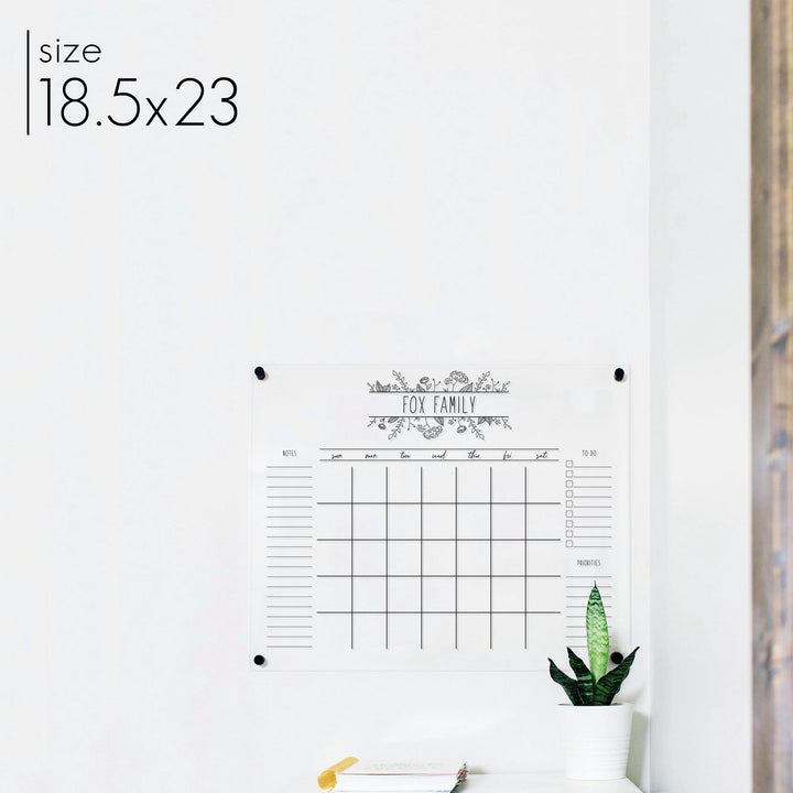 Monthly Acrylic Calendar + 3 Sections | Horizontal Lucy