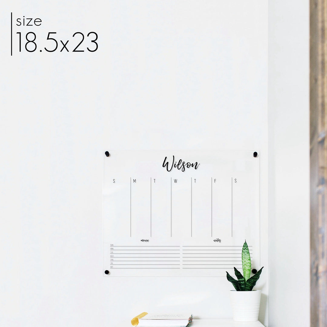 Weekly Acrylic Calendar + 2 Sections | Horizontal Traeger