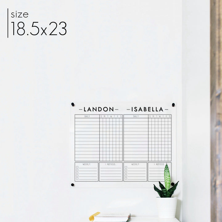 2 Person Acrylic Chore Chart | Horizontal Craig