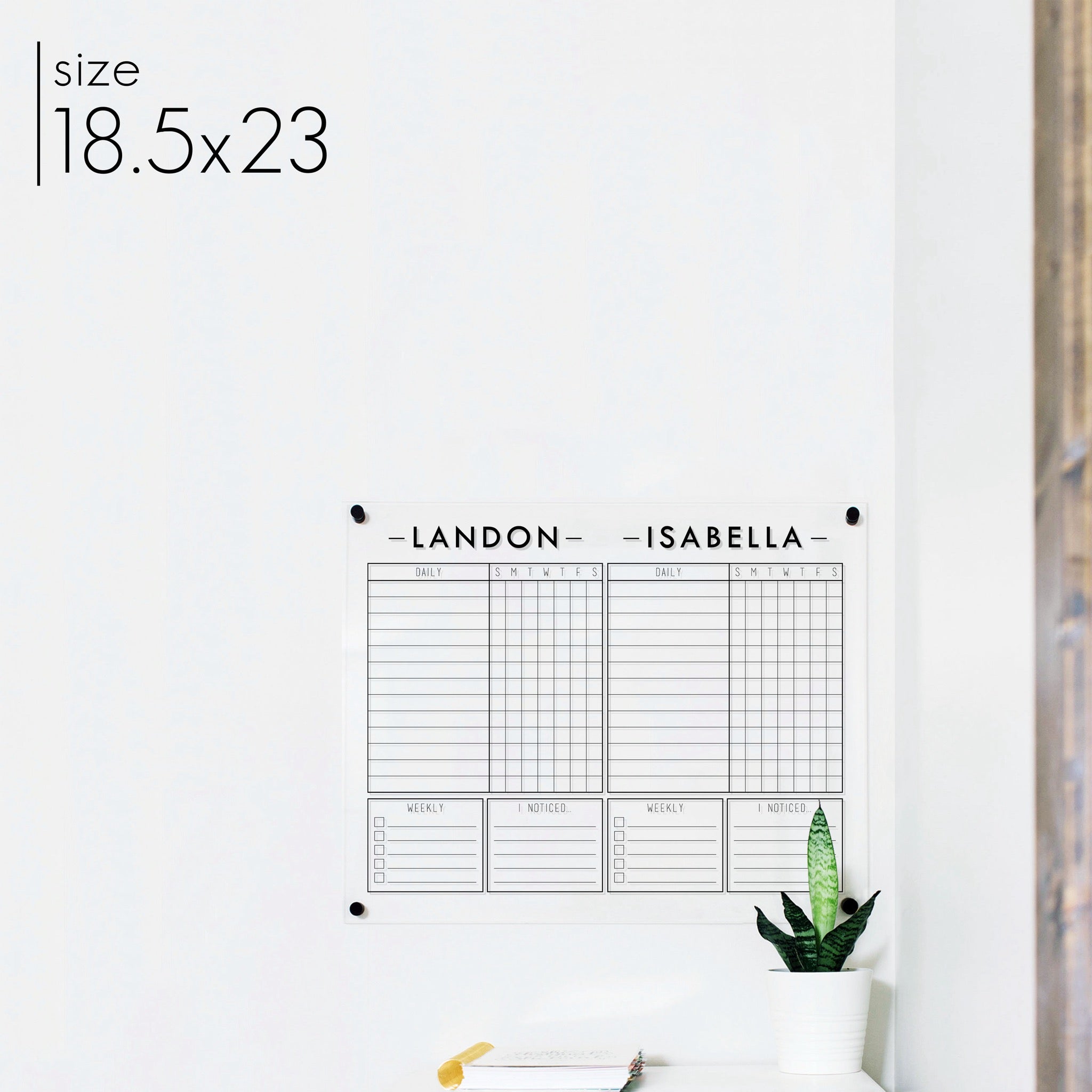 2 Person Acrylic Chore Chart | Horizontal Craig