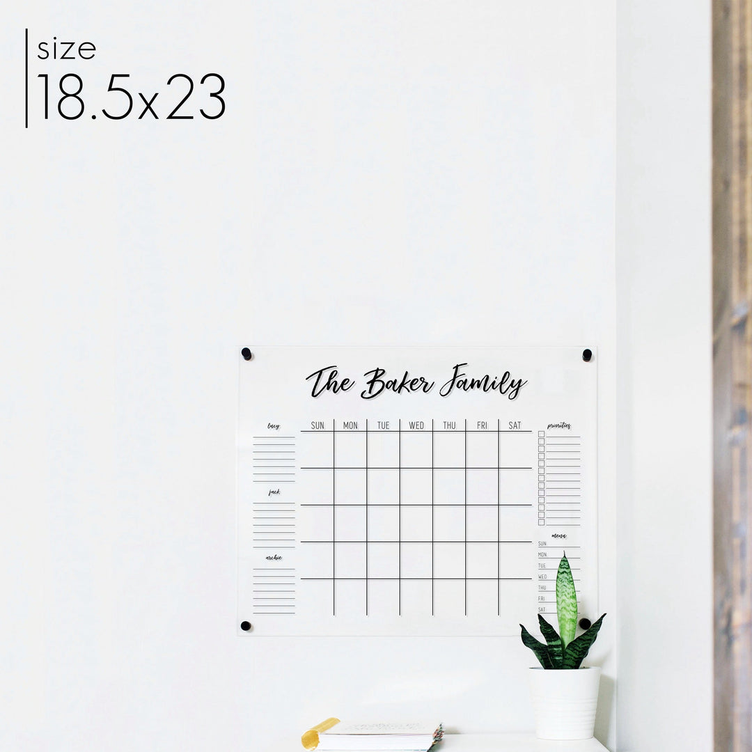 Monthly Acrylic Calendar + 5 Sections | Horizontal Traeger