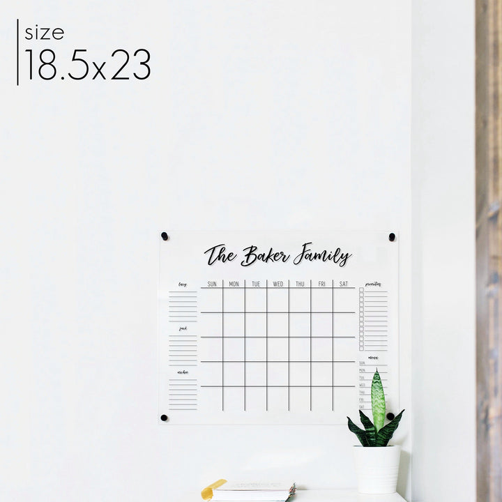 Monthly Acrylic Calendar + 5 Sections | Horizontal Traeger
