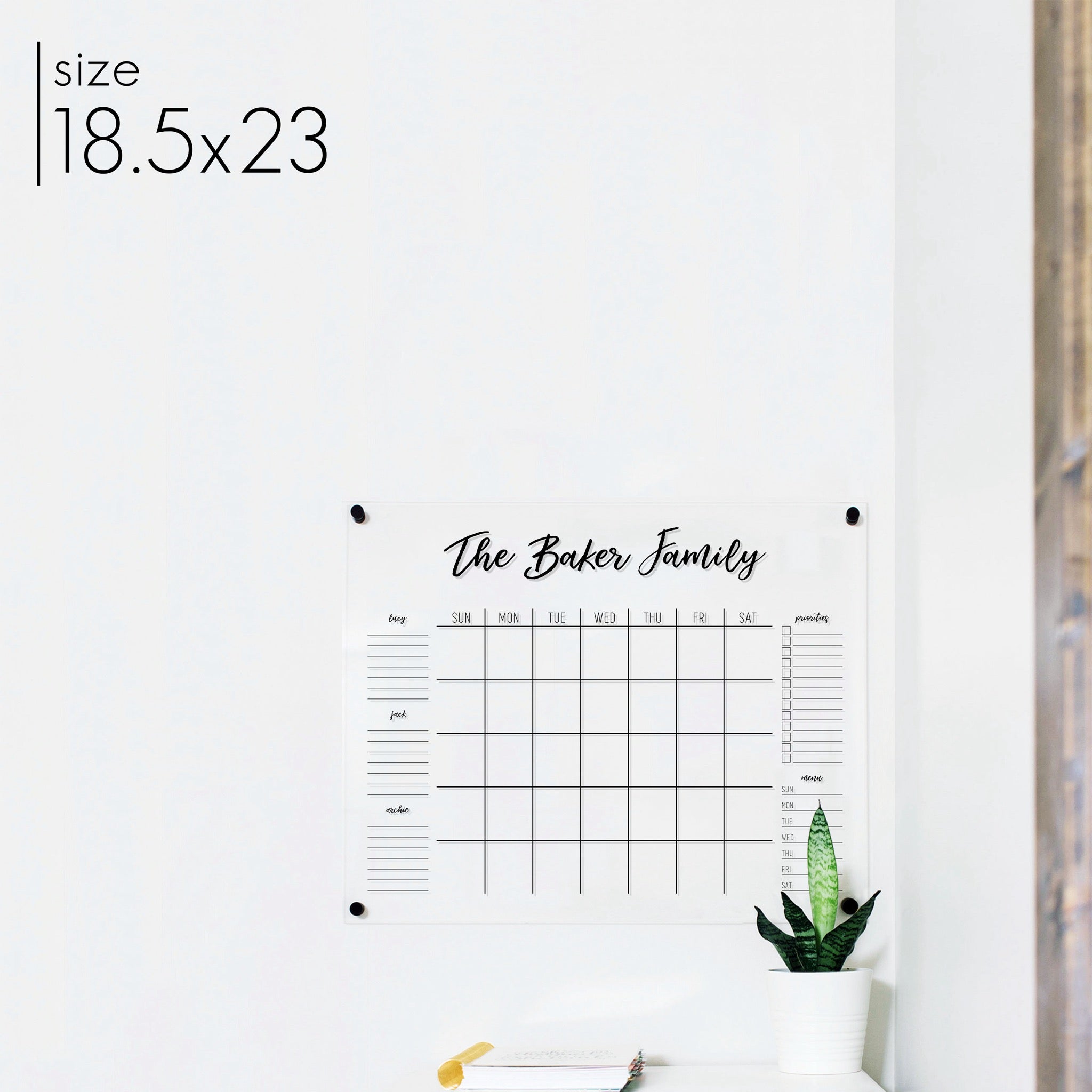 Monthly Acrylic Calendar + 5 Sections | Horizontal Traeger
