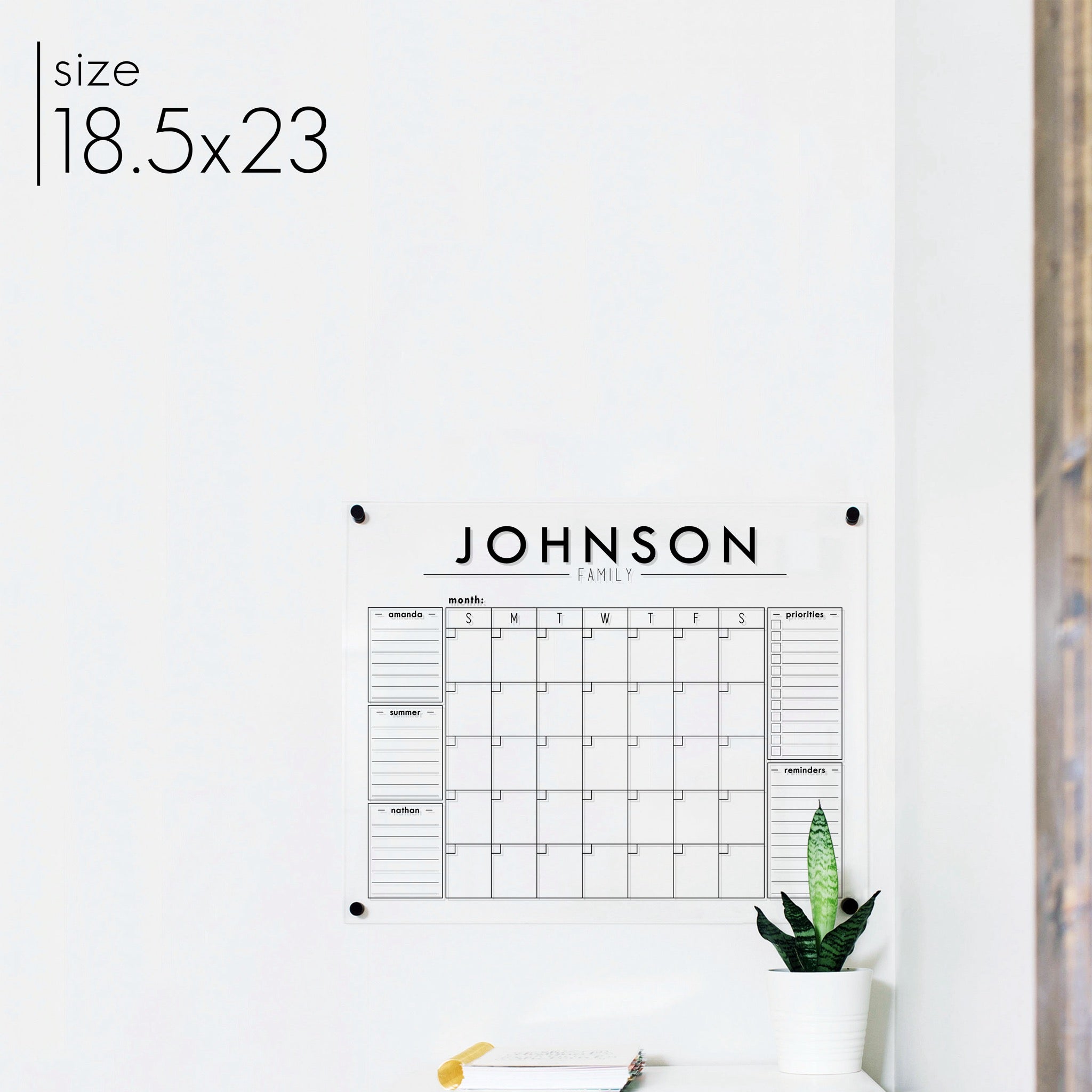 Monthly Acrylic Calendar + 5 Sections | Horizontal Craig
