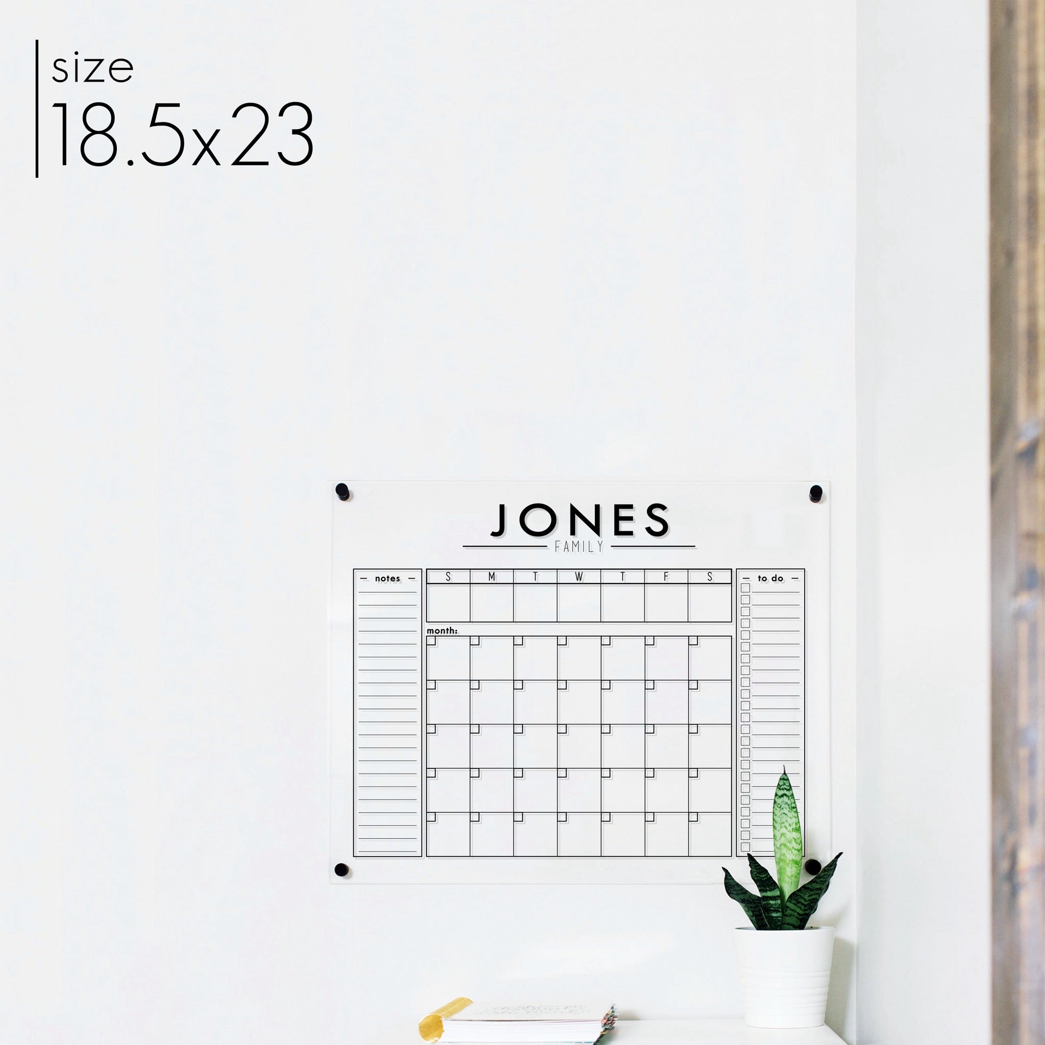 Week & Month Acrylic Calendar + 2 Sections | Horizontal Craig