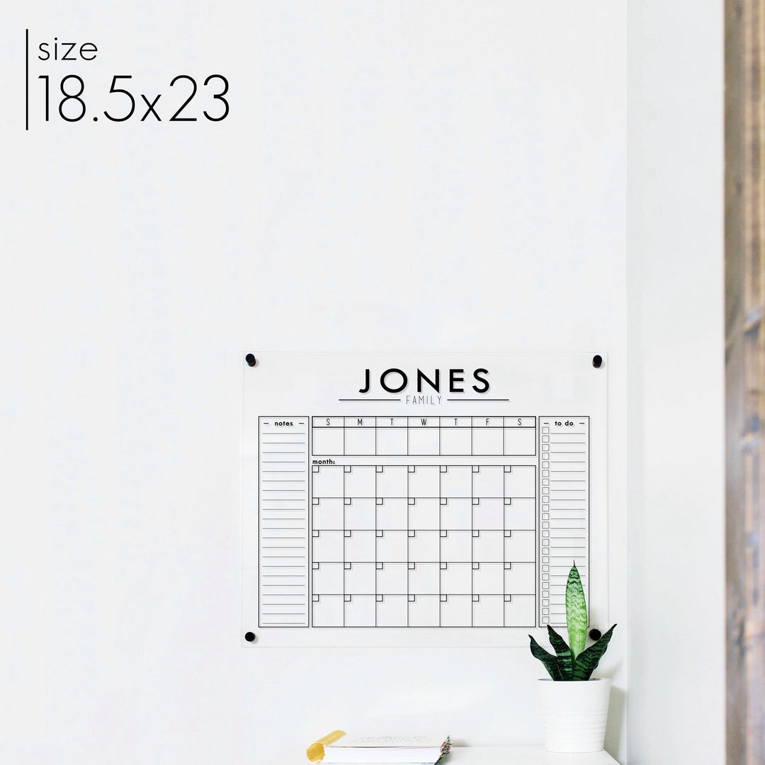 Week & Month Acrylic Calendar + 2 Sections | Horizontal Craig