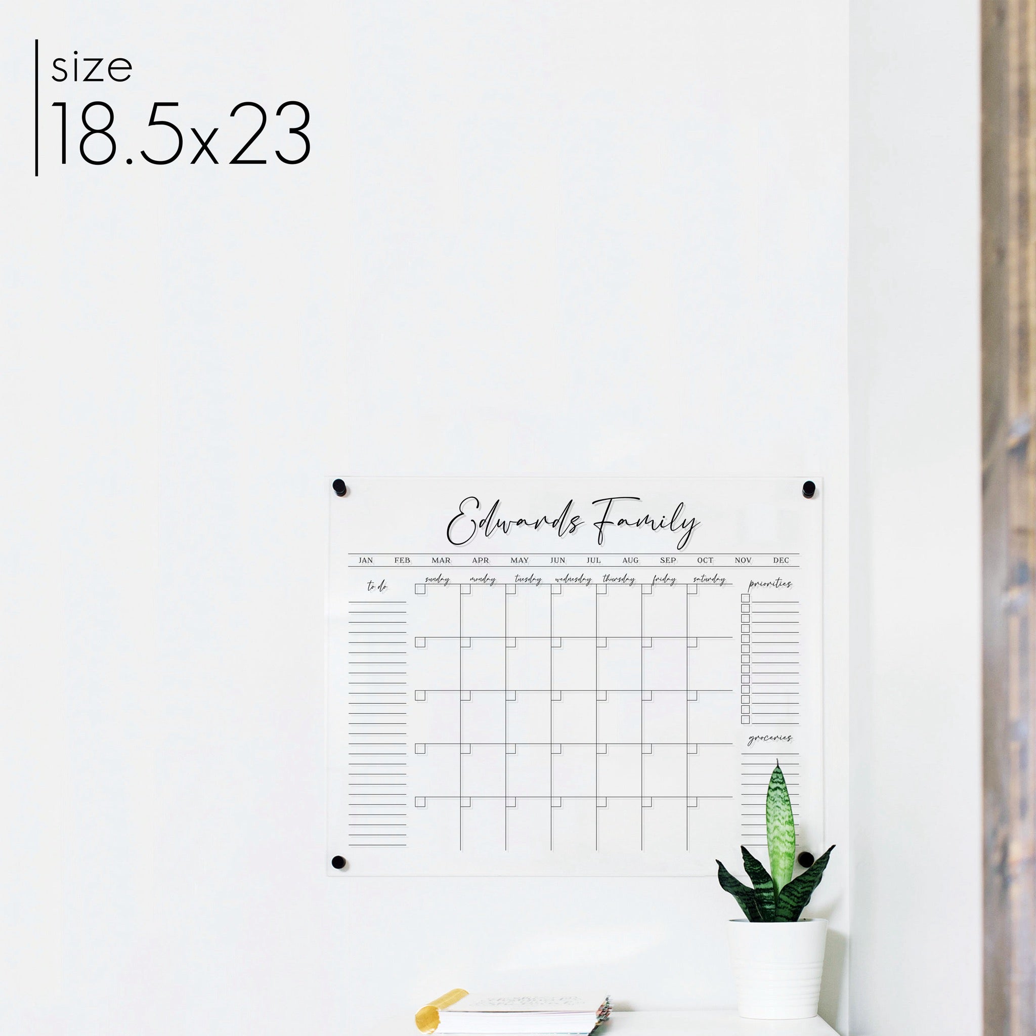 Monthly Acrylic Calendar + 3 Sections | Horizontal Pennington