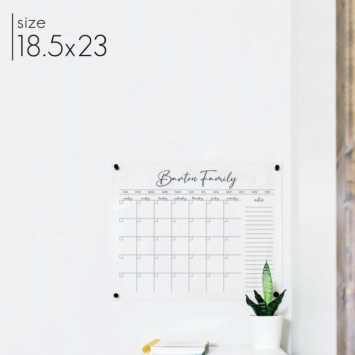 Monthly Acrylic Calendar + 1 Section | Horizontal Pennington