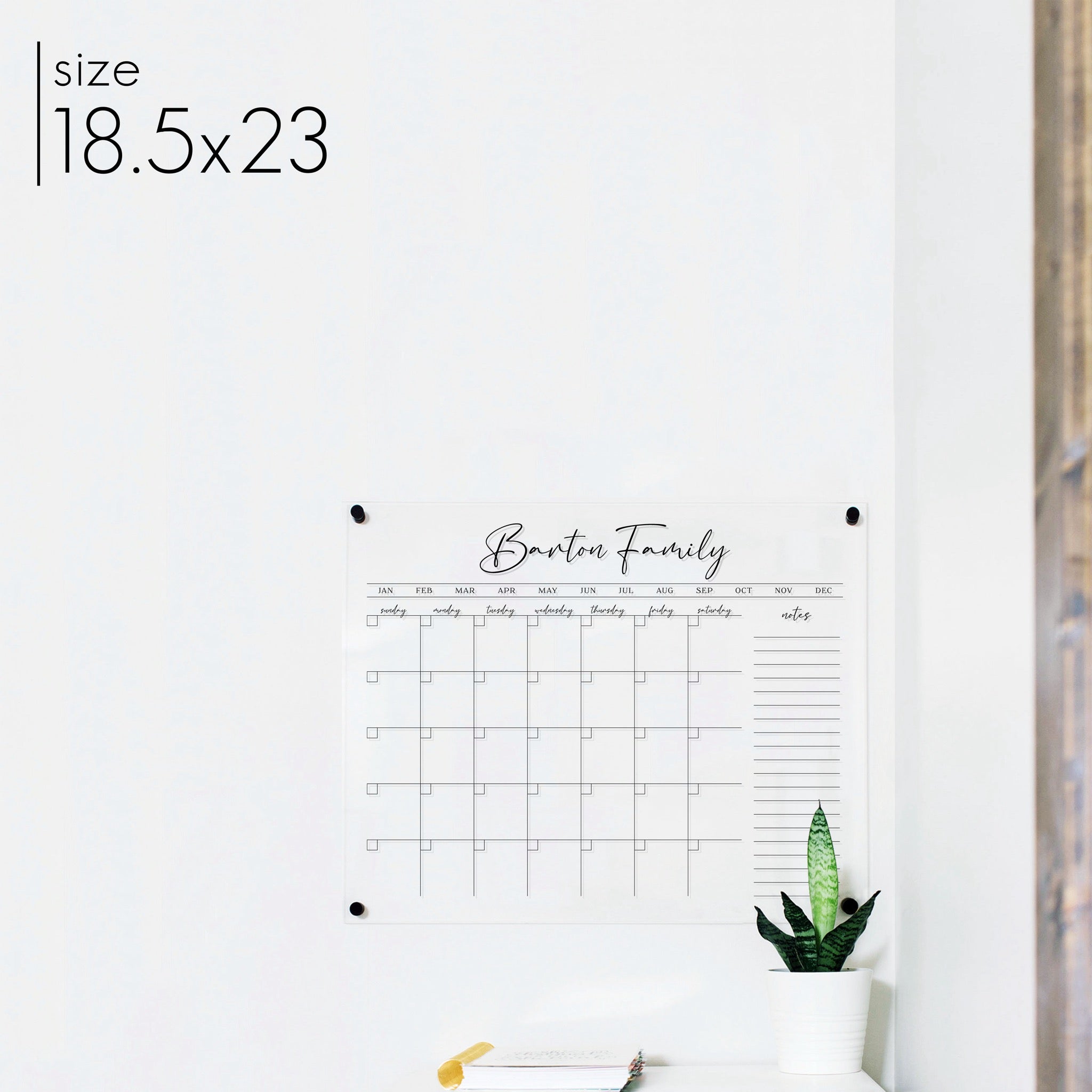 Monthly Acrylic Calendar + 1 Section | Horizontal Pennington
